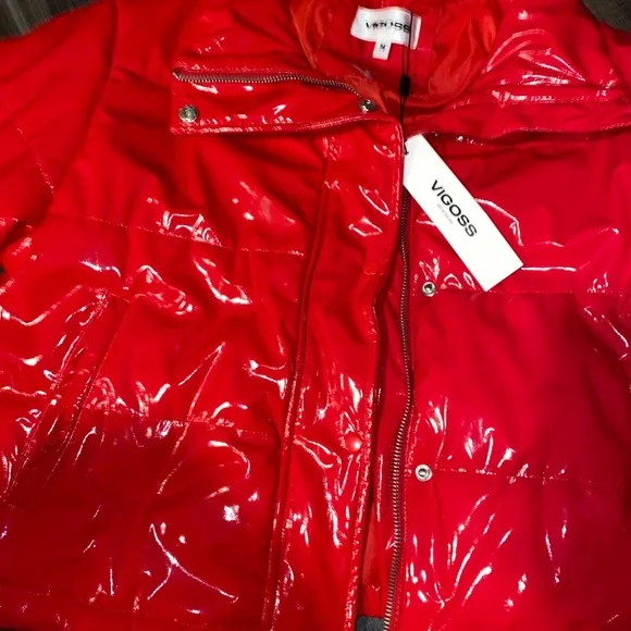 Vigoss Glossy Red Puffer Jacket - Picture 4 of 9